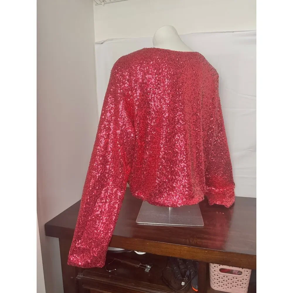 Good American Sequin Cardigan in Ballerina Pink, Size 4XL, NWT - Picture 4 of 12